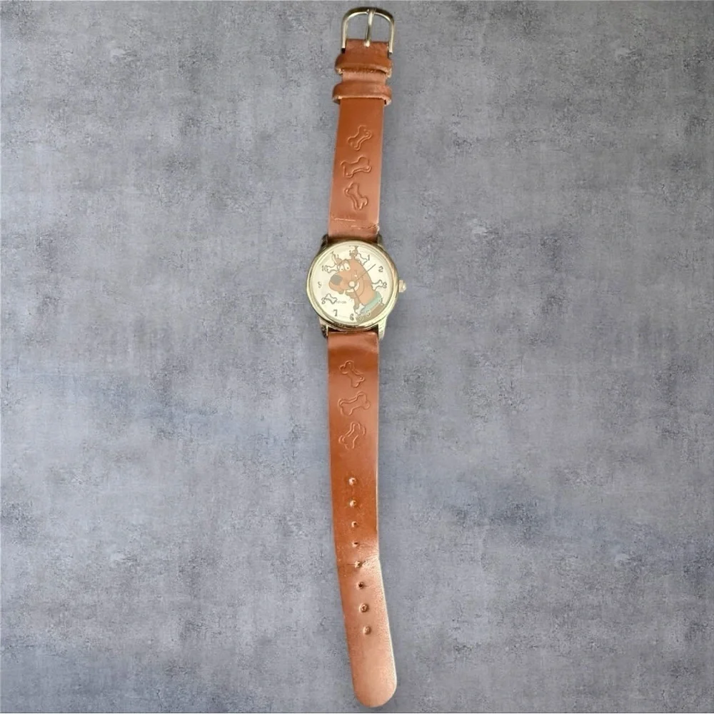 Vintage Armitron Scooby Doo Watch w/Original Brown Leather Strap/Band